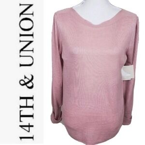 14 & union Pink Blush Knit Sweater Soft Girl Large NWTS
